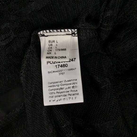 Black Button Up Delicate Lace Flutter Sleeve Shirt Sz L - Picture 8 of 9